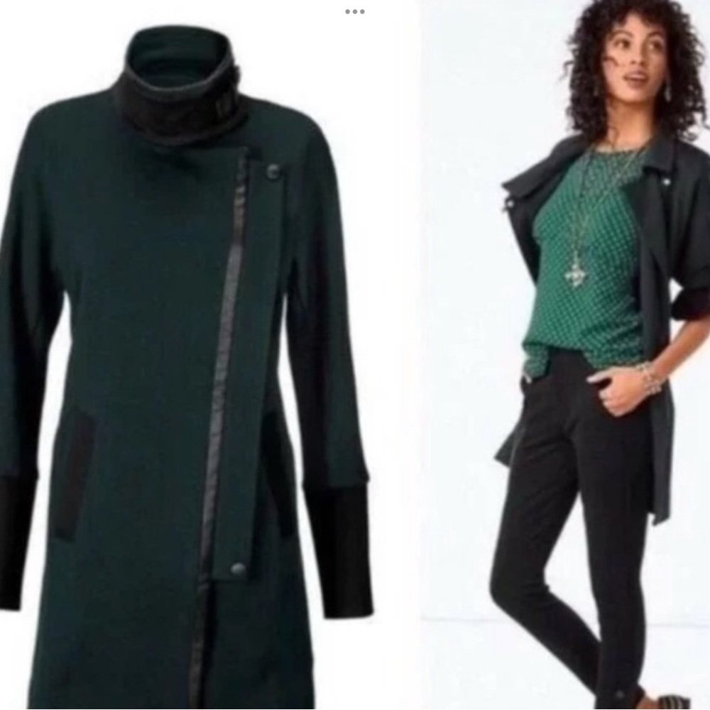 Cabi Renaissance Jacket black/ green. Zippered front